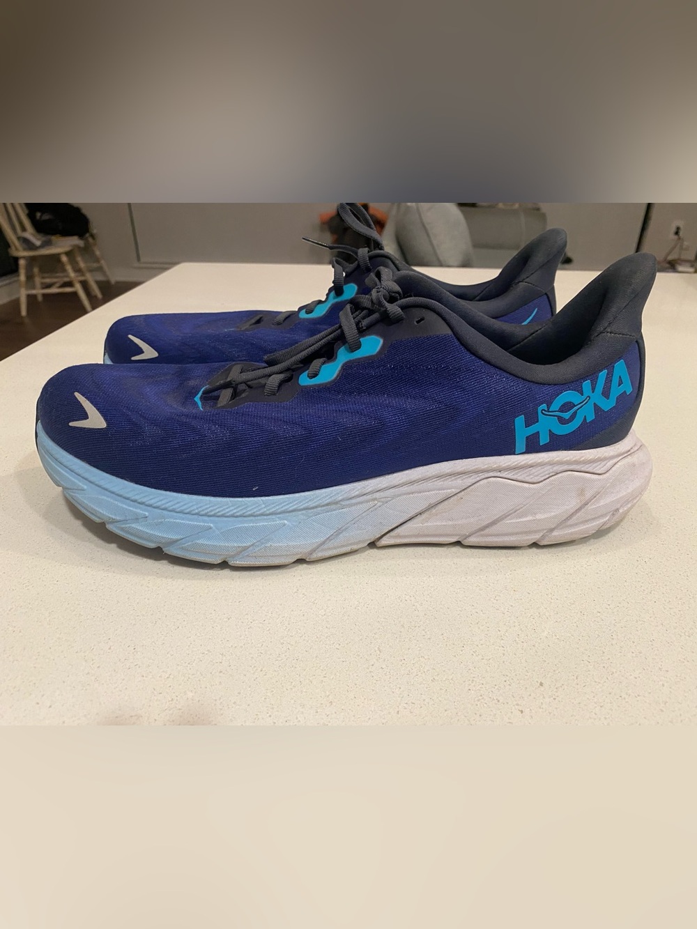 Hoka Men’s Deep Blue Running Shoes with Teal Accents
